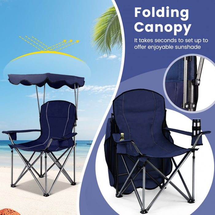 Costway Outdoor Chair with Canopy - Beach Chair and Sunshade Chair Suitable for Camping, Pool, and Beach