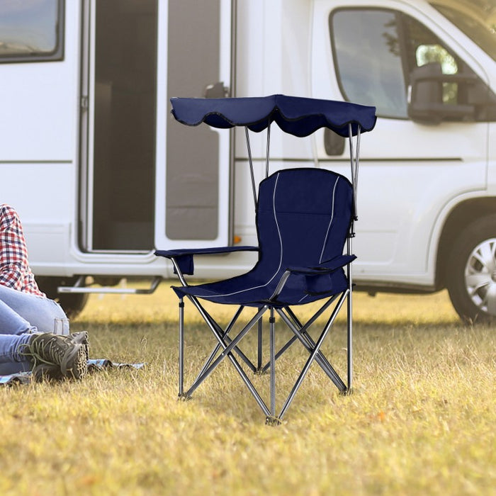 Costway Outdoor Chair with Canopy - Beach Chair and Sunshade Chair Suitable for Camping, Pool, and Beach