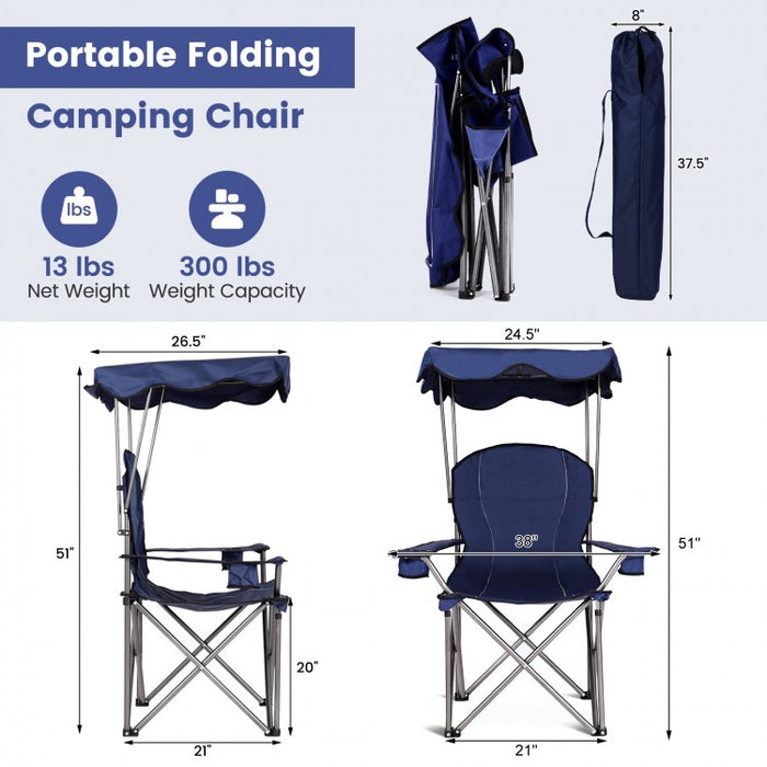 Costway Outdoor Chair with Canopy - Beach Chair and Sunshade Chair Suitable for Camping, Pool, and Beach
