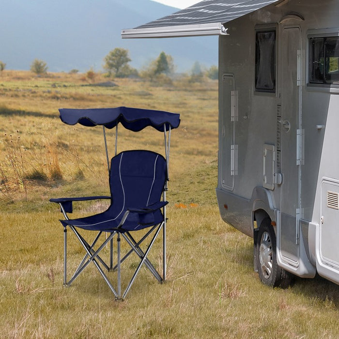 Costway Outdoor Chair with Canopy - Beach Chair and Sunshade Chair Suitable for Camping, Pool, and Beach