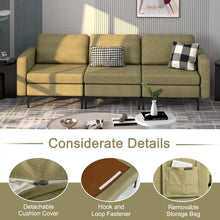 Charger l&#39;image dans la galerie, Costway Modern Leather Sofa Couch for Living Room - 3-Seater Bench with Side Pockets and USB Outlet
