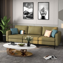 Charger l&#39;image dans la galerie, Costway Modern Leather Sofa Couch for Living Room - 3-Seater Bench with Side Pockets and USB Outlet
