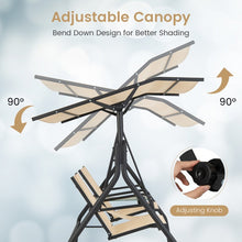 Charger l&#39;image dans la galerie, Costway Outdoor Patio Swing with Canopy and Adjustable Sunshade - Glass Table Included, Suitable for Terrace, Garden, and Pool
