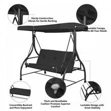 Load image into Gallery viewer, Costway Outdoor 3-Seater Swing Chair with Canopy - Suitable for Garden, Patio, and Porch
