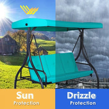 Load image into Gallery viewer, Outdoor Garden Patio Adjustable Canopy Green Swing Bed for 3 People
