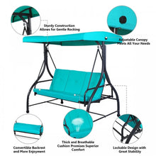 Load image into Gallery viewer, Outdoor Garden Patio Adjustable Canopy Green Swing Bed for 3 People
