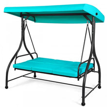 Load image into Gallery viewer, Outdoor Garden Patio Adjustable Canopy Green Swing Bed for 3 People
