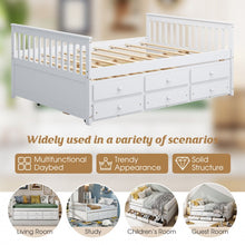 Load image into Gallery viewer, Modern Minimalist White Bed with Drawers, Casters and Sofa Function
