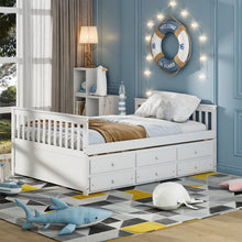 Load image into Gallery viewer, Modern Minimalist White Bed with Drawers, Casters and Sofa Function
