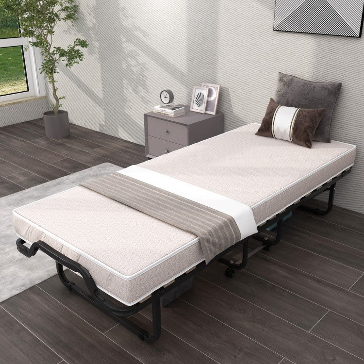Portable Foldable Bed with Memory Foam Mattress
