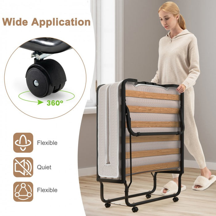 Portable Foldable Bed with Memory Foam Mattress