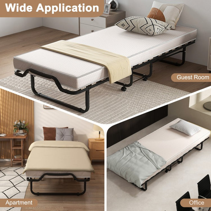 Portable Foldable Bed with Memory Foam Mattress