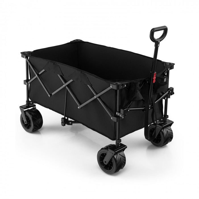 Outdoor Garden Utility Cart with 4 Wheels and Foldable Handle