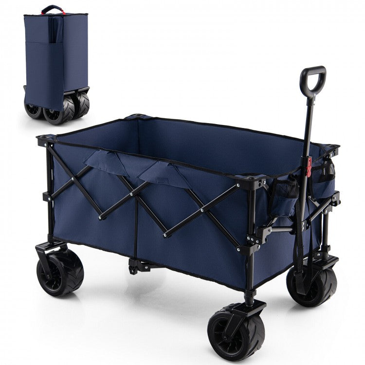 Outdoor Garden Utility Cart with 4 Wheels and Foldable Handle