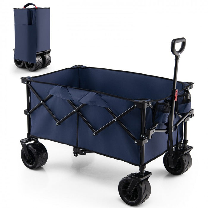 Outdoor Garden Utility Cart with 4 Wheels and Foldable Handle
