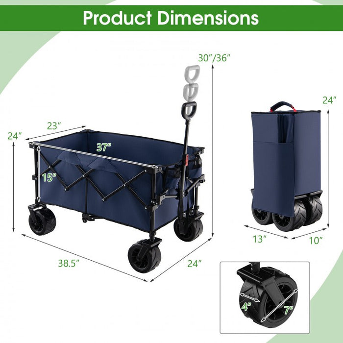 Outdoor Garden Utility Cart with 4 Wheels and Foldable Handle