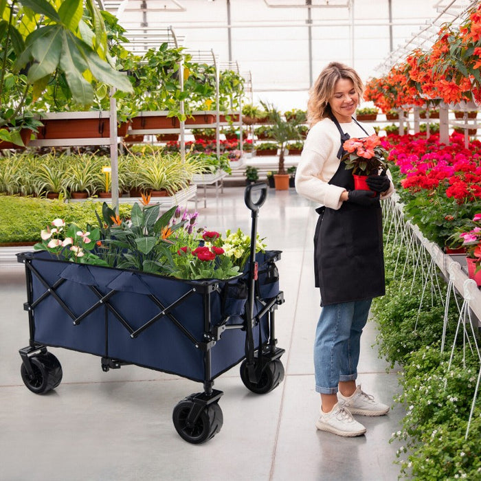 Outdoor Garden Utility Cart with 4 Wheels and Foldable Handle