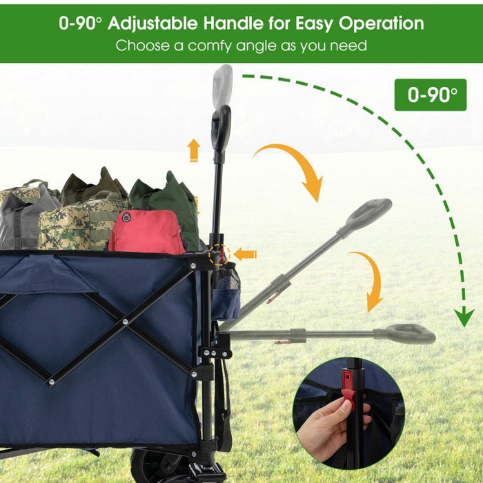 Outdoor Garden Utility Cart with 4 Wheels and Foldable Handle