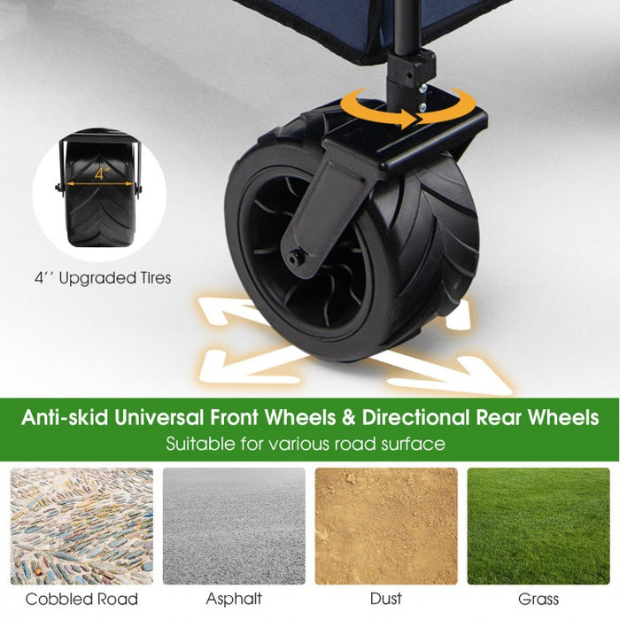 Outdoor Garden Utility Cart with 4 Wheels and Foldable Handle