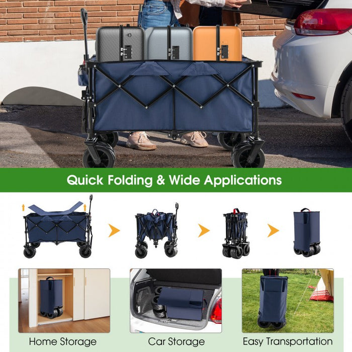 Outdoor Garden Utility Cart with 4 Wheels and Foldable Handle