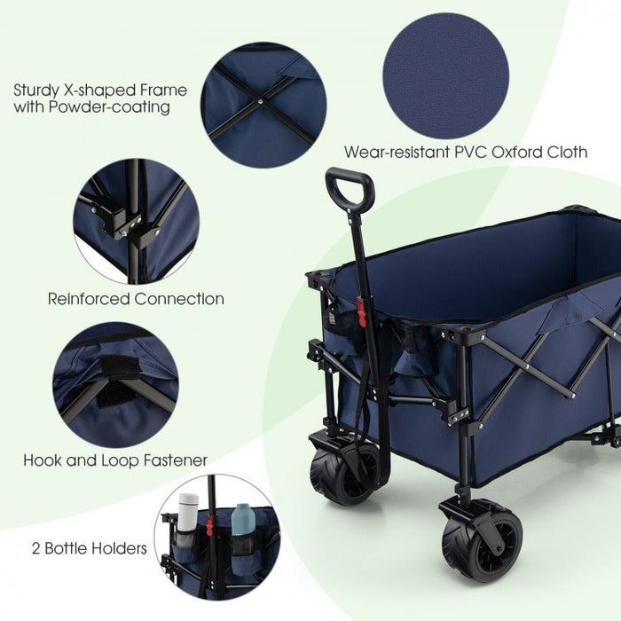 Outdoor Garden Utility Cart with 4 Wheels and Foldable Handle
