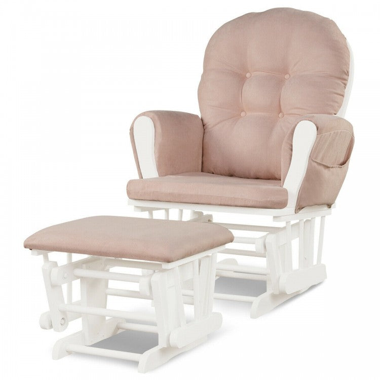 Multifunctional Wooden Glider Rocking Chair Set with Footrest