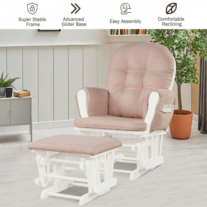Multifunctional Wooden Glider Rocking Chair Set with Footrest