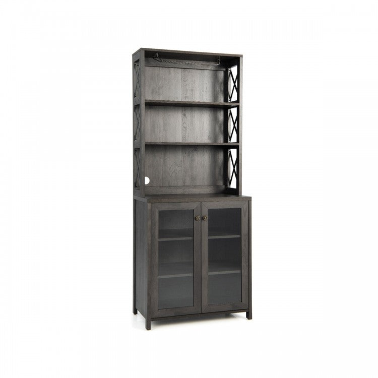 Costway Vintage Bar Cabinet Storage Unit with Adjustable Shelves - Suitable for Restaurant, Kitchen, and Bar