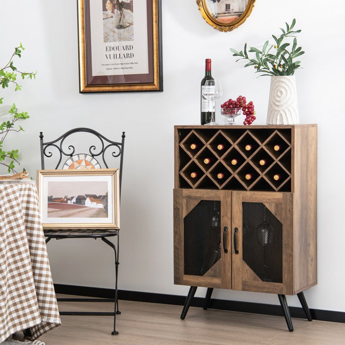 Vintage Buffet Cabinet with Bar Cabinet - Rustic Dining Room & Bedroom Storage Furniture