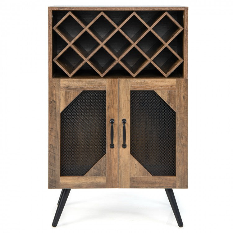 Vintage Buffet Cabinet with Bar Cabinet - Rustic Dining Room & Bedroom Storage Furniture