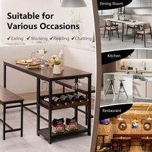 Load image into Gallery viewer, Industrial Vintage 3-Piece Dining Set for 4 People with Wine Rack - Suitable for Restaurant, Café, and Bistro
