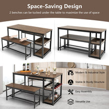 Load image into Gallery viewer, Industrial Vintage 3-Piece Dining Set for 4 People with Wine Rack - Suitable for Restaurant, Café, and Bistro
