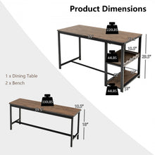 Load image into Gallery viewer, Industrial Vintage 3-Piece Dining Set for 4 People with Wine Rack - Suitable for Restaurant, Café, and Bistro
