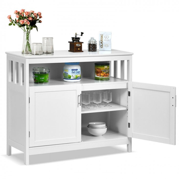 Costway Freestanding Kitchen Bar with Cabinet and 2 Doors - Suitable for Restaurant and Kitchen