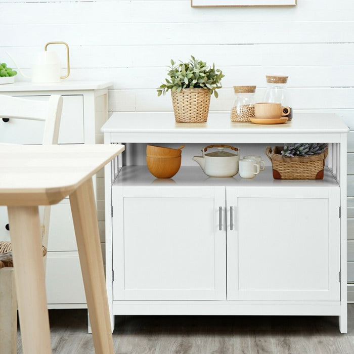 Costway Freestanding Kitchen Bar with Cabinet and 2 Doors - Suitable for Restaurant and Kitchen
