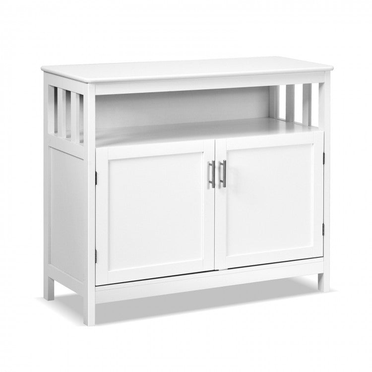 Costway Freestanding Kitchen Bar with Cabinet and 2 Doors - Suitable for Restaurant and Kitchen