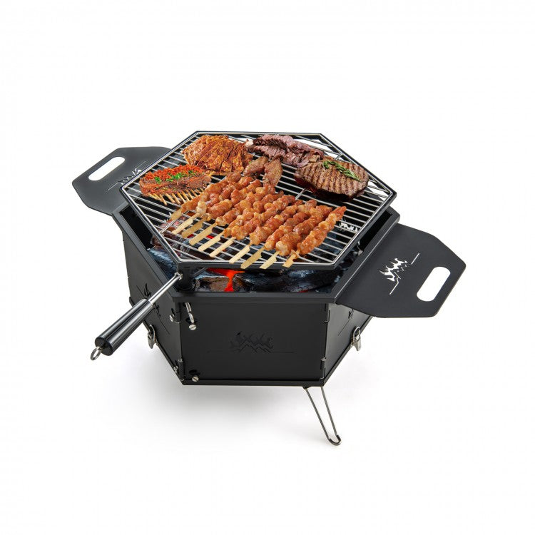 Costway Outdoor Portable Camping Stove Charcoal Grill - Rotatable and Foldable, Suitable for Camping and Backpacking
