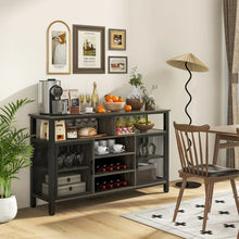 Charger l&#39;image dans la galerie, Costway Industrial Style Wine Bar Cabinet with Buffet Storage - Includes Glass Rack and Wine Rack, Suitable for Restaurant and Bar
