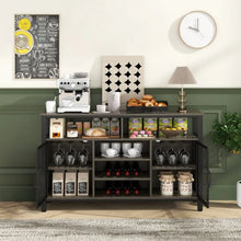 Charger l&#39;image dans la galerie, Costway Industrial Style Wine Bar Cabinet with Buffet Storage - Includes Glass Rack and Wine Rack, Suitable for Restaurant and Bar

