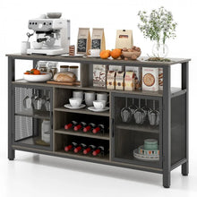 Charger l&#39;image dans la galerie, Costway Industrial Style Wine Bar Cabinet with Buffet Storage - Includes Glass Rack and Wine Rack, Suitable for Restaurant and Bar
