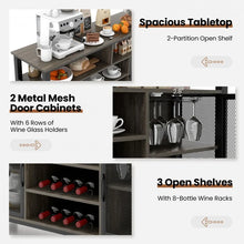 Charger l&#39;image dans la galerie, Costway Industrial Style Wine Bar Cabinet with Buffet Storage - Includes Glass Rack and Wine Rack, Suitable for Restaurant and Bar
