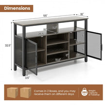 Charger l&#39;image dans la galerie, Costway Industrial Style Wine Bar Cabinet with Buffet Storage - Includes Glass Rack and Wine Rack, Suitable for Restaurant and Bar
