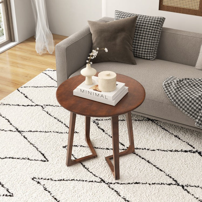 Costway Round Wooden Coffee Table Sofa Side Table - Suitable for Living Room, Cafe, and Bedroom