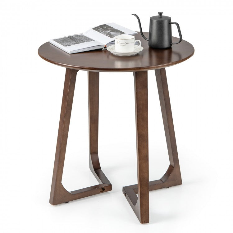 Costway Round Wooden Coffee Table Sofa Side Table - Suitable for Living Room, Cafe, and Bedroom