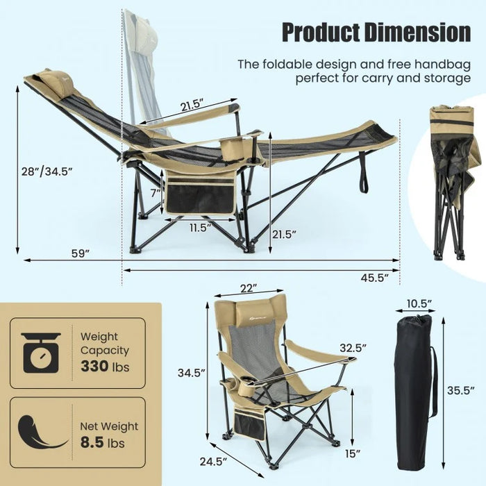 Outdoor Portable Folding Camping Chair - Adjustable Backrest - Suitable for Fishing, Picnics, and Hiking