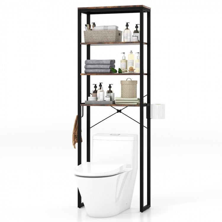 4-Tier Wooden Over-the-Toilet Storage Shelf