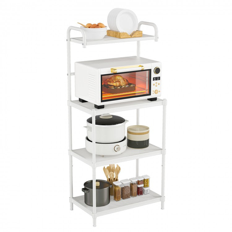 4-Tier White Metal Microwave Oven Shelf Rack