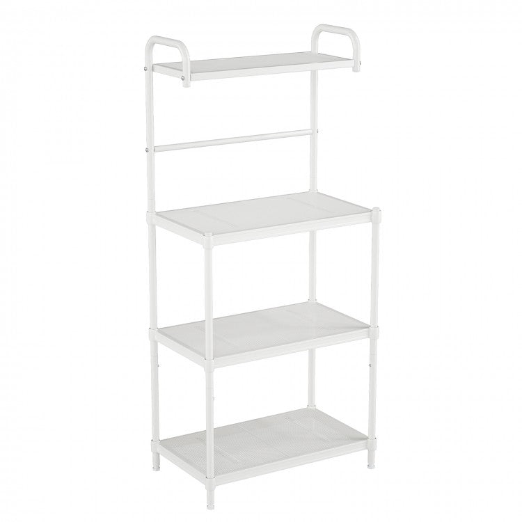 4-Tier White Metal Microwave Oven Shelf Rack