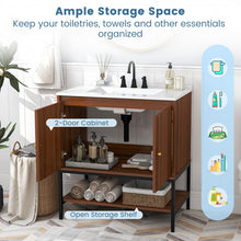 Charger l&#39;image dans la galerie, Rustic Vintage Bathroom Vanity Set with Shelves and Cabinet Doors
