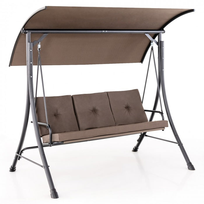 Costway Outdoor Swing with Canopy - Adjustable Sunshade, Suitable for Porch, Patio, and Garden